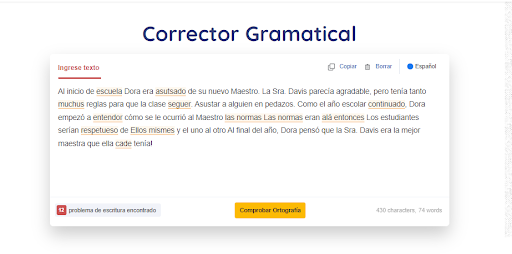 Corrector gramatical Parafrasear.org
